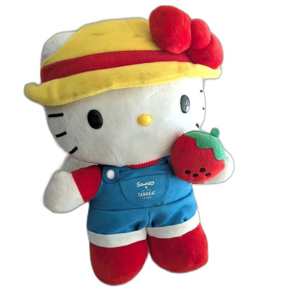 Hello Kitty Other - Hello Kitty Sanrio x Tanaka Farms Strawberry Farmer, 2017 Standing Plush, 10"